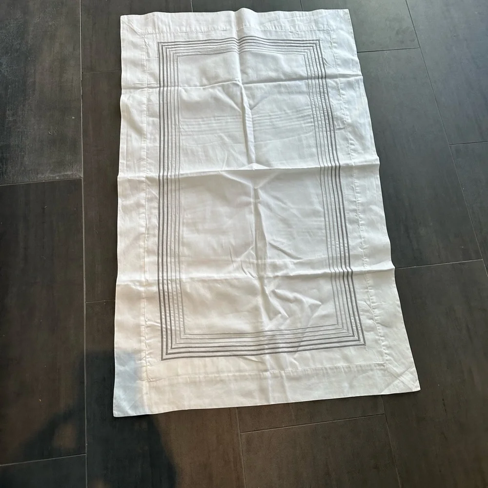 DEA made in Italy king size pillow Sham, white with  gray embroidered